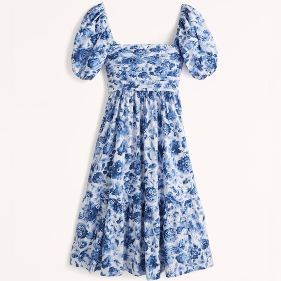 Abercrombie & Fitch Blue and White Floral Midi Dress - Picture 2 of 2